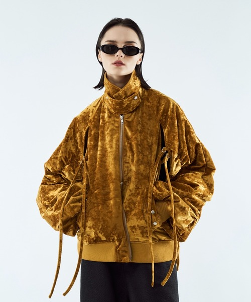ブルゾン アウター Crush velour gather blouson / クラッシュベロア