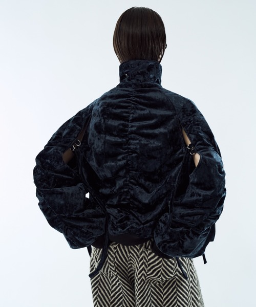 ブルゾン アウター Crush velour gather blouson / クラッシュベロア