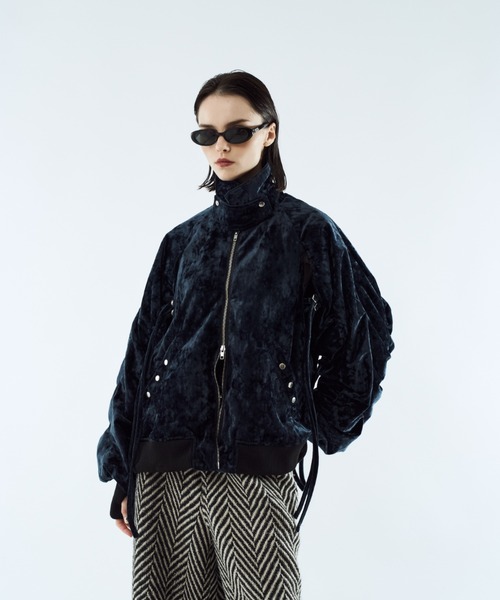 ブルゾン アウター Crush velour gather blouson / クラッシュベロア