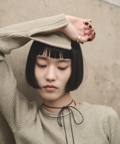 AIC. ニット セーター スリットスリーブリブニットトップス レディース