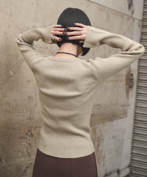 AIC. ニット セーター スリットスリーブリブニットトップス レディース