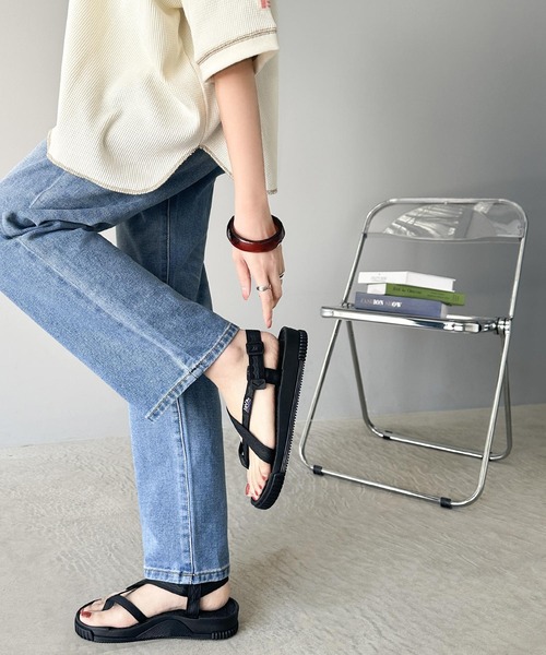 「Java」 フラットサンダル 26.0cm ブラック レディース_画像7