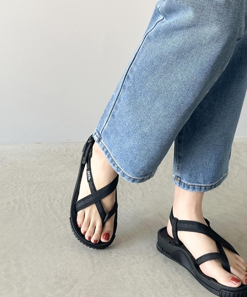「Java」 フラットサンダル 26.0cm ブラック レディース_画像8