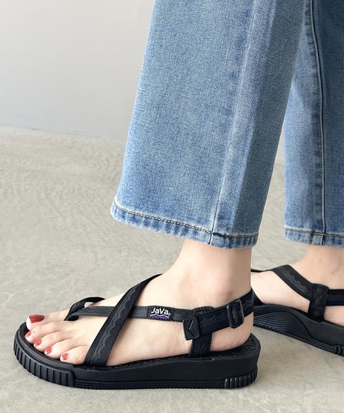 「Java」 フラットサンダル 26.0cm ブラック レディース_画像9