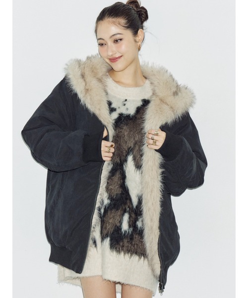 evris エヴリス リバーシブルボアフードブルゾン evris エヴリス リバーシブルボアフードブルゾン リバーシブルフェイク