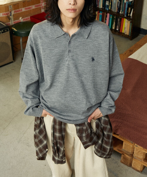 ポロシャツ U.S. POLO ASSN./ユーエスポロアッスン 別注 SWEAT LIKE KNIT POLO/スウェットライクニットポロシャツ(限 | U.S. POLO ASSN. | 09