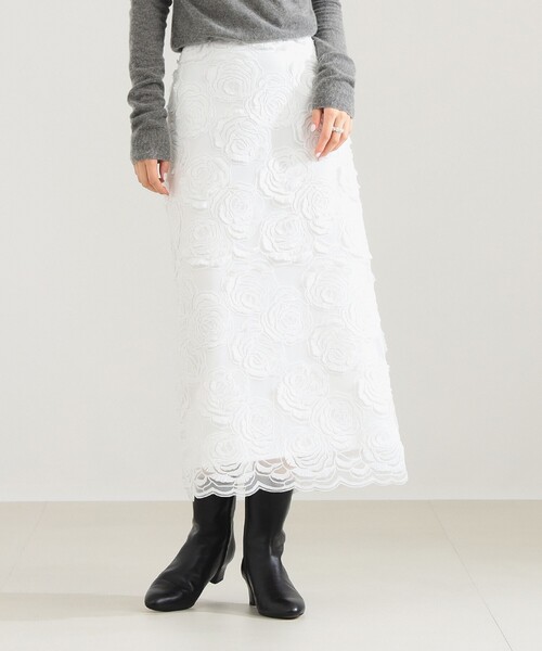 Demi-Luxe BEAMS シンプル タイト ニットスカート　ホワイト Demi-Luxe BEAMS｜シンプル タイト ニットスカート .M | Rakuten