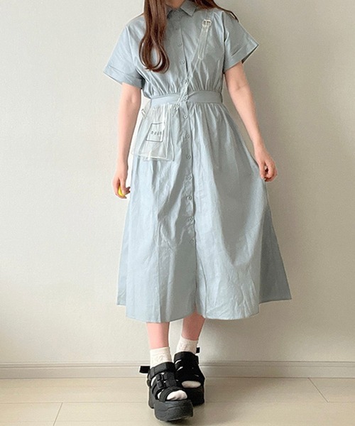 Nana(ナナ)」 シャツワンピース ONE SIZE ブルー レディース