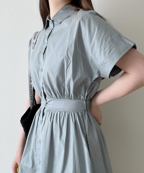 Nana(ナナ)」 シャツワンピース ONE SIZE ブルー レディース