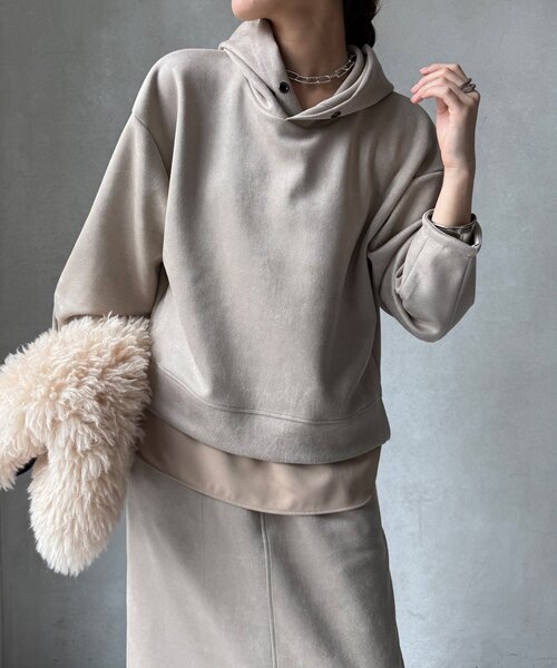 セットアップ 「WEB限定」レイヤードフーディー＋イージータイトスカート レディース