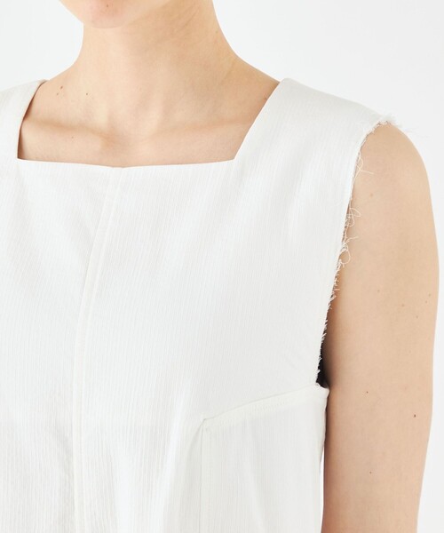 MACPHEE ノースリーブロングワンピース 36 ホワイト MACPHEE ノースリーブロングワンピース 36 ホワイト WEB限定】コットン