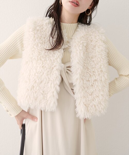 Cloth & Cross◇ニットベスト(厚手)/FREE/ウール/IVO/無地/HG-L792