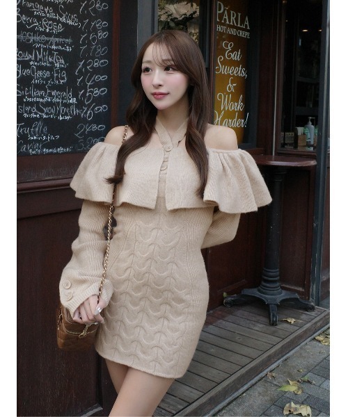 Darich（ダーリッチ） ワンピース ホルターデザインオフショルニット