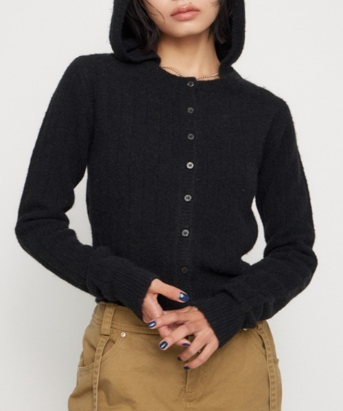 LAGUA GEM（ラグアジェム） カーディガン CROPPED HOODIE KNIT
