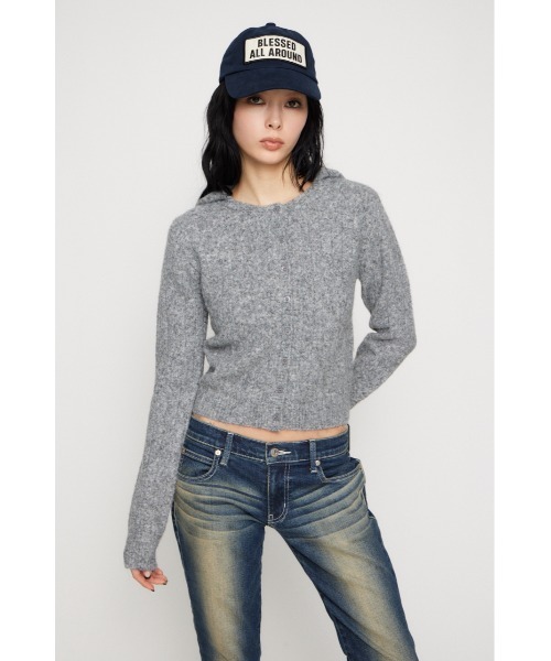LAGUA GEM（ラグアジェム） カーディガン CROPPED HOODIE KNIT