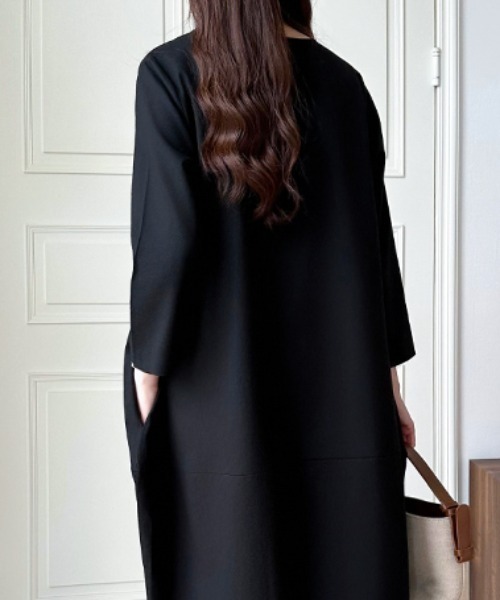 「COCOMOMO」 7分袖ワンピース L ブラック レディース_画像9