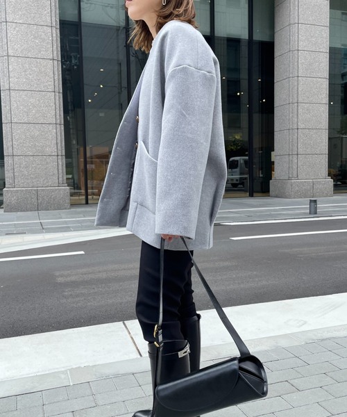 「DOUX ARCHIVES」 ノーカラージャケット FREE ベージュ レディース_画像7