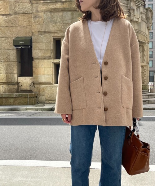 「DOUX ARCHIVES」 ノーカラージャケット FREE ベージュ レディース_画像8