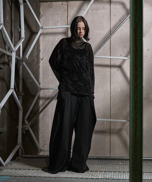ERAR tシャツ 「ERAR」タトゥーライクハート刺繍ベロアメッシュロンT