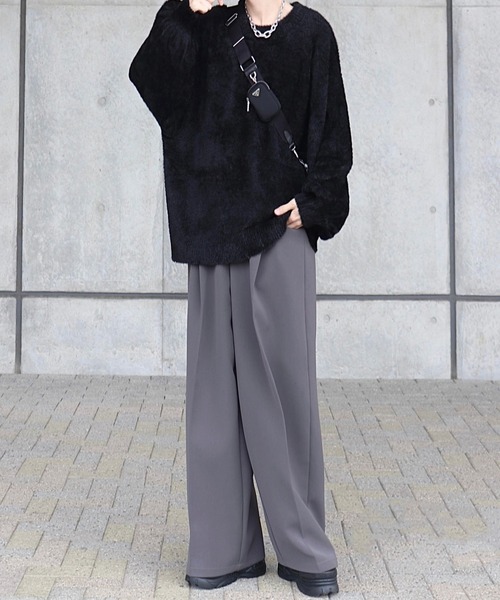 「Loose/ルース」 長袖ニット L ブルーグレー メンズ_画像3