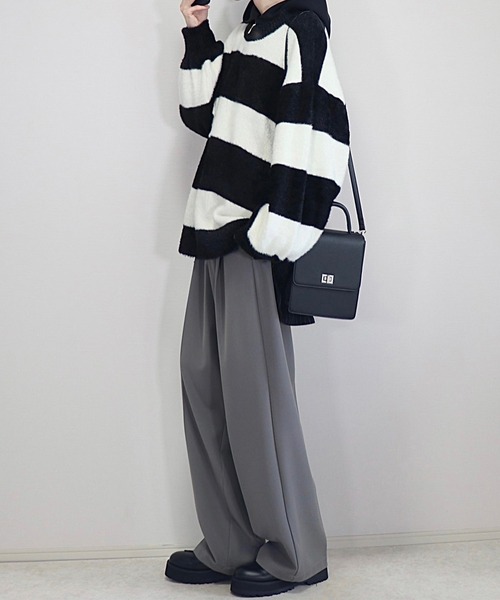 「Loose/ルース」 長袖ニット L ブルーグレー メンズ_画像7