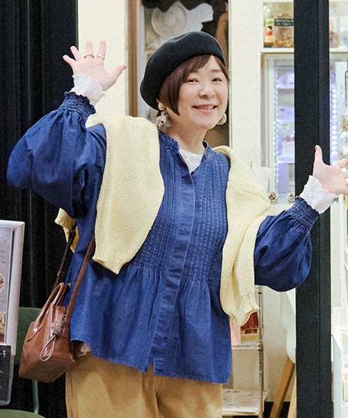 THEATREPRODUCTS ブラウス セール】 シャーリングスリーブブラウス /洗濯機で洗える （シャツ
