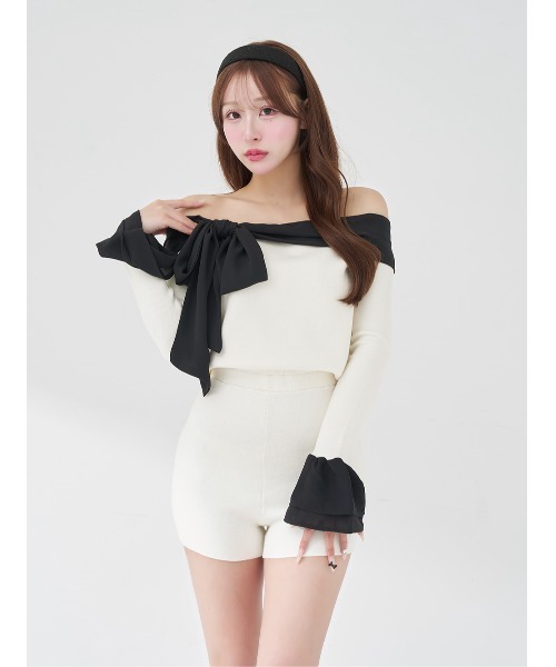 Darich（ダーリッチ） ワンピース シフォンドッキングコンパクトニット