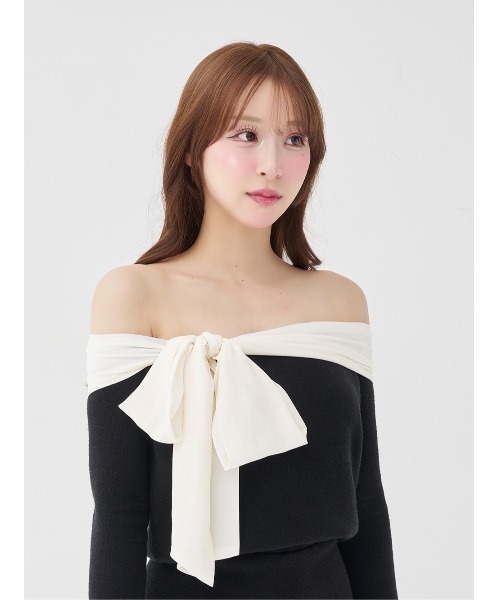 Darich（ダーリッチ） ワンピース シフォンドッキングコンパクトニット