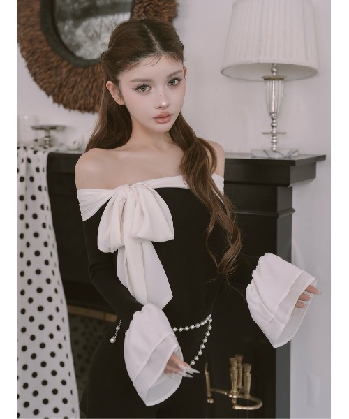 Darich（ダーリッチ） ワンピース シフォンドッキングコンパクトニット