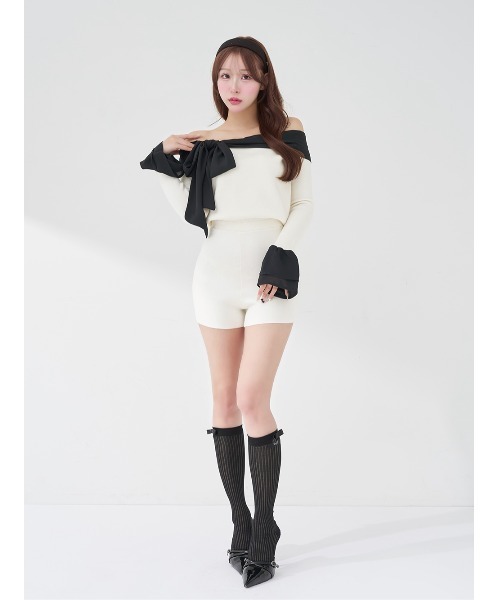 Darich（ダーリッチ） ワンピース シフォンドッキングコンパクトニット