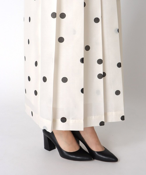Jines（ジネス） ロング スカート ドット柄プリーツスカート