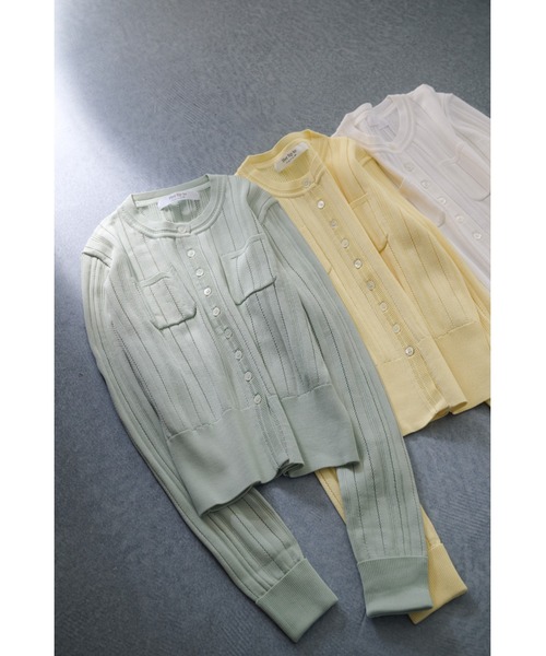 トップス Herlipto Eyelet Knit Cardigan mint Herlipto Eyelet Knit Cardigan mint 【公式通販】