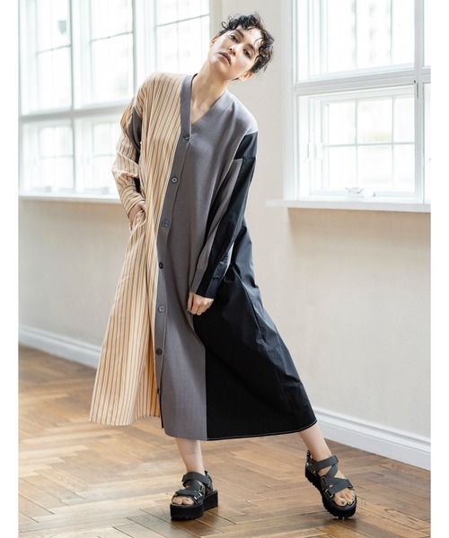 「OSMOSIS」 長袖ワンピース ONE SIZE グレー レディース_画像2
