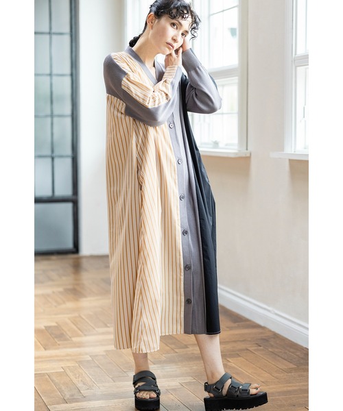 「OSMOSIS」 長袖ワンピース ONE SIZE グレー レディース_画像3