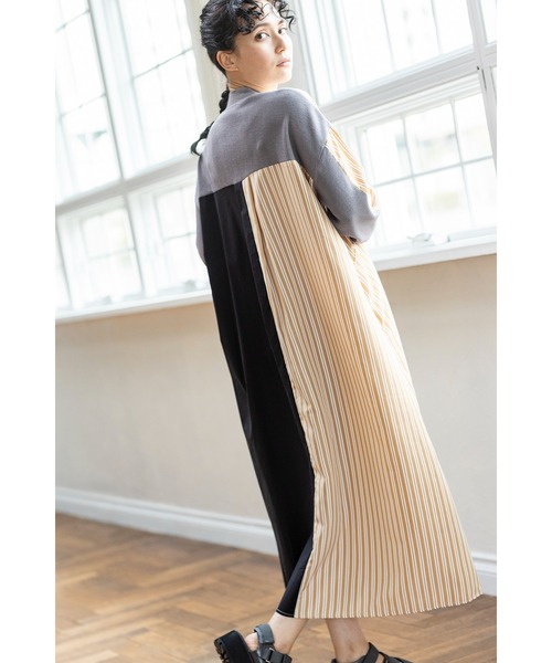 「OSMOSIS」 長袖ワンピース ONE SIZE グレー レディース_画像4