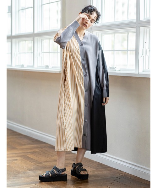 「OSMOSIS」 長袖ワンピース ONE SIZE グレー レディース_画像6