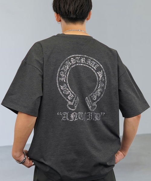 tシャツ 接触冷感 グラフィック ストレッチ Tシャツ クロス ライン