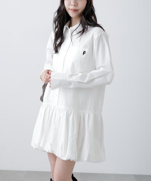 「FREE'S MART」 シャツワンピース MEDIUM ホワイト レディース_画像4