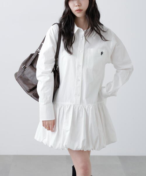 「FREE'S MART」 シャツワンピース MEDIUM ホワイト レディース_画像5