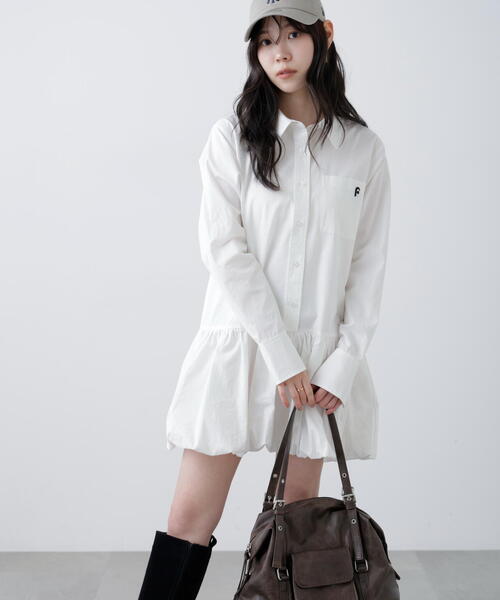 「FREE'S MART」 シャツワンピース MEDIUM ホワイト レディース_画像8