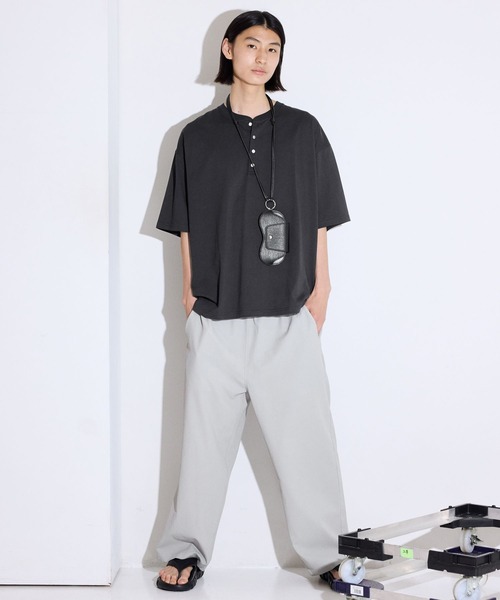 LAKOLE（ラコレ） ヘンリーネック tシャツ 「接触冷感」メタルボタン