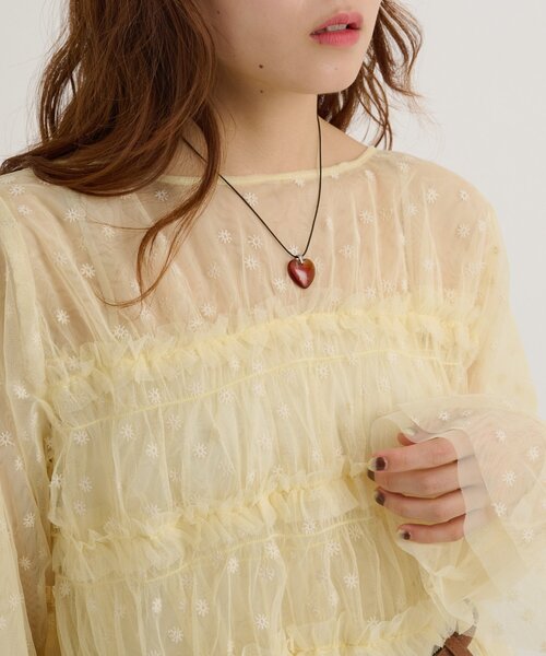 w closet（ダブルクローゼット） ワンピース フラワー刺繍ブラウス