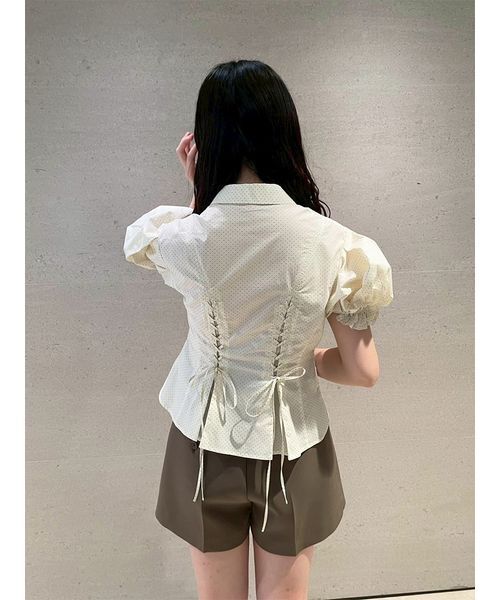 LILY BROWN（リリーブラウン） ブラウス シャツ 半袖 フリルレース