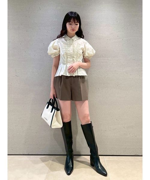 LILY BROWN（リリーブラウン） ブラウス シャツ 半袖 フリルレース