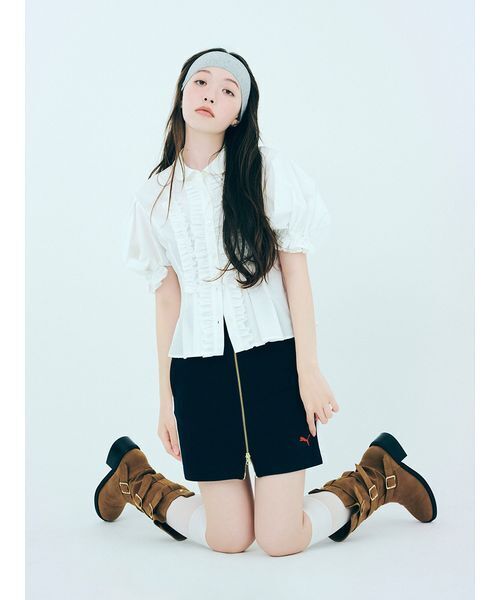 LILY BROWN（リリーブラウン） ブラウス シャツ 半袖 フリルレース