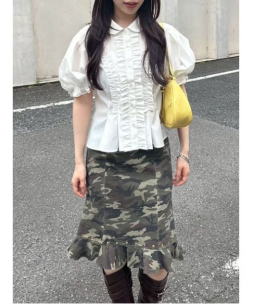 LILY BROWN（リリーブラウン） ブラウス シャツ 半袖 フリルレース