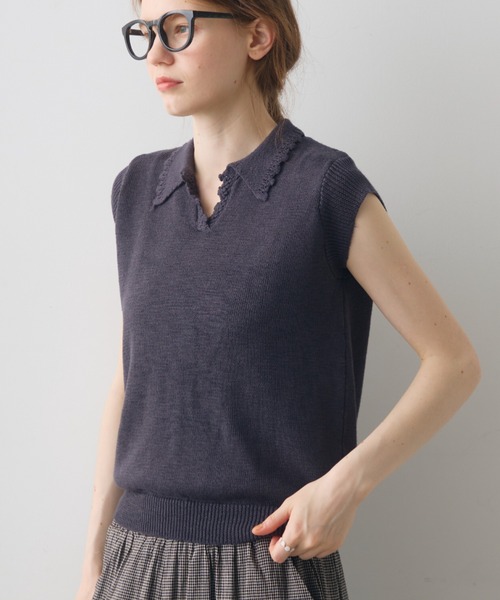 Crisp（クリスプ） サマーニット ニット セーター scallop polo summer