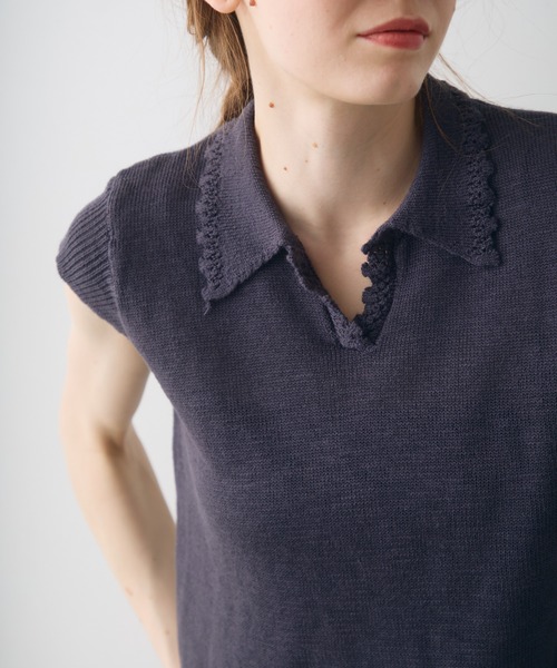 Crisp（クリスプ） サマーニット ニット セーター scallop polo summer