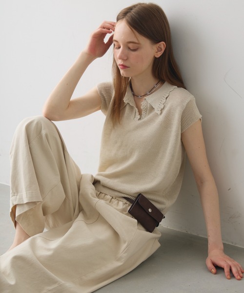 Crisp（クリスプ） サマーニット ニット セーター scallop polo summer