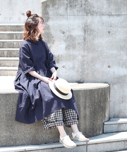 「soulberry」 7分袖ワンピース LL ネイビー レディース_画像5